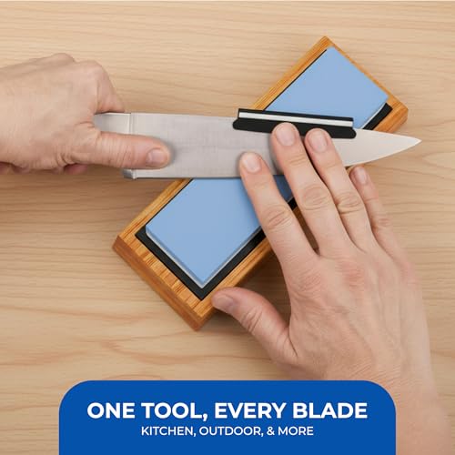 Sharp Pebble Premium Whetstone Knife Sharpening Stone 2 Side Grit 1000/6000 Waterstone- Whetstone Knife Sharpener- Nonslip Bamboo Base & Angle Guide