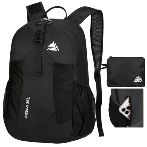 Mochila ligera plegable 25L para trekking negro miniatura 1