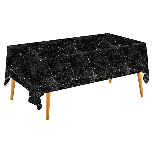 Image of Gatherfun Halloween Party Supplies - Spider Webs Disposable Tablecloth Plastic Table Cover, Ideal for Halloween Spider Webs Party Decorations, 54 X 108 Inch, 3 Pack
