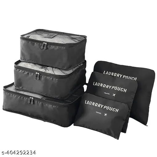 Image of Handcuffs Packing Cubes Travel Pouch Bag Organiser Set of 4 (2 x Large, 2 Medium, and Slim) - Black(Polyester)