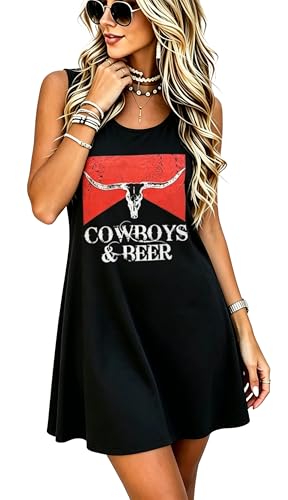 Image of LLHXRUI Sundresses for Women Sleeveless Boho Summer Dress Elegant Vacation Tank Dresses Casual Tunic Short Sun Dress
