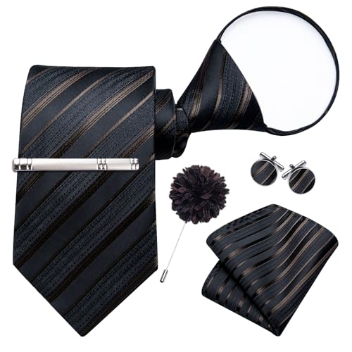 Image of DiBanGu Silk Zipper Ties for Men, Formal Pre-tied Necktie | Adjustable Tie,6PCS,Various Design Styles,Jacquard Woven,Skin-friendly,Practical Gift,Great for Wedding Party,Business Formal