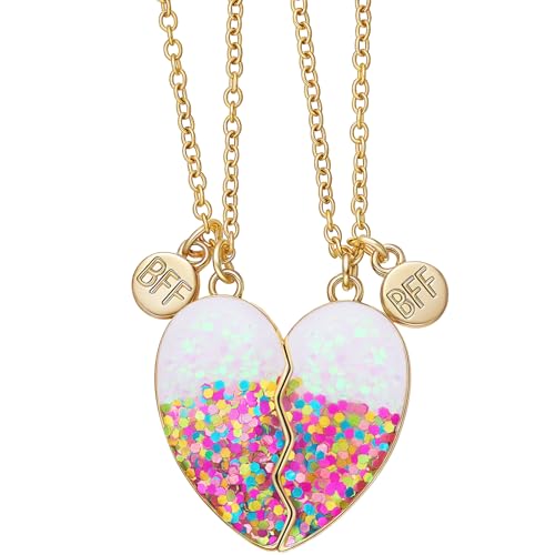 2 Pieces Half Heart Bff Necklace Friendship Necklace for Women Men Friends Birthday Gifts