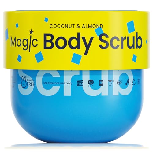Safisa Coconut & Almond Magic Body Scrub - Exfoliating & Moisturizing -Smooth & Soft Skin - Natural Scent- Vegan - Paraben-Free - Spa Quality - Gentle Sugar Scrub - Hydrating Formula