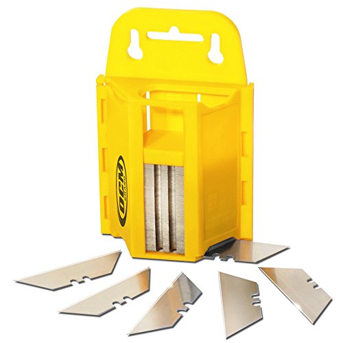 OCM 100 Pack Utility Knife Blades with Impact Resistant Wall Mount Dispenser Set High Carbon Steel Utility Blades Safe Storage