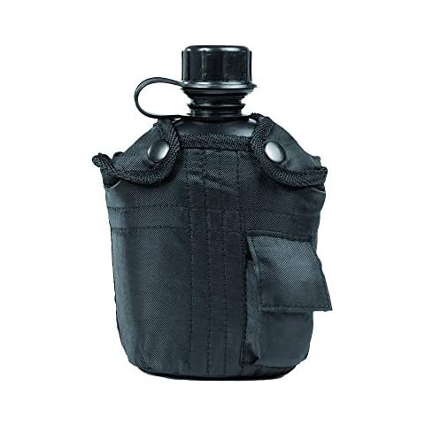 Mil-Tec Water Bottle With Black Cover Cover