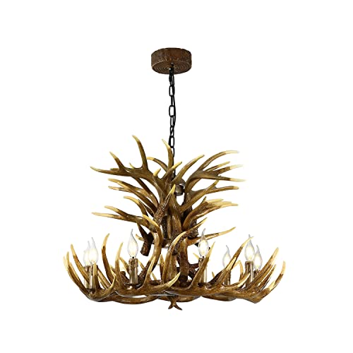 Chandelier en bois de cerf rustique pour créer une ambiance chalet de cuisine