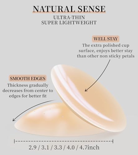 Image of 2 Pairs Sticky Silicone Nipple Covers for Women Reusable, Ultra-Thin Adhesive Pasties Nipple Cover No Show Seamless