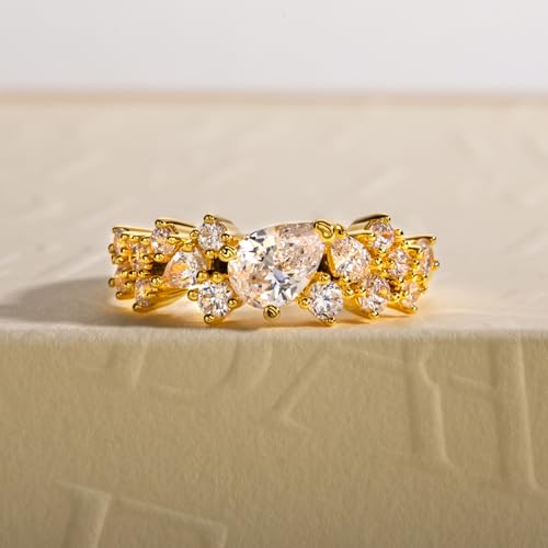 1.68cttw-2.29cttw Cubic Zirconia Half Eternity Rings Wedding Bands Round Cut/Pear Cut/Raidant Cut 5A Grade D Color Lab Grown Diamond CZ Stackable Anniversary Band Ring for Women2