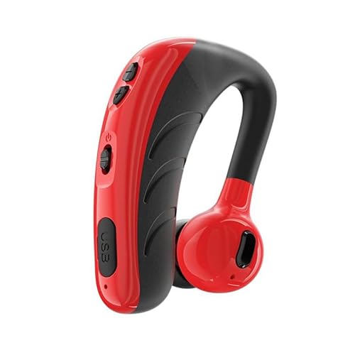骨伝導 集音器イヤホン しゅうおんき 骨伝導 ヘッドセット 片耳 骨伝導 5.3 イヤホン スポーツ 開放型 イヤホンLED残量表示左右耳兼用 180°回転 開放型イヤホン 低遅延 外音取込み高齢機能(Red)