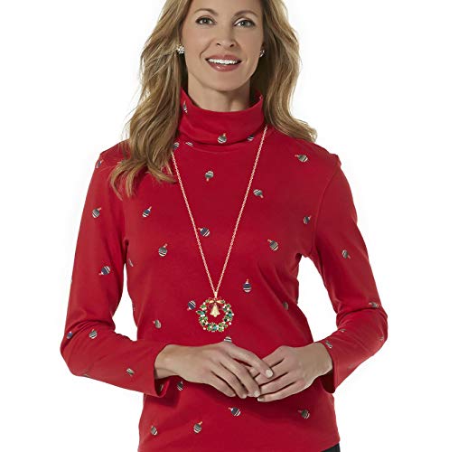 Yahpern Christmas Necklaces For Women Glitzy Rhinestone Xmas Wreath Bell Pendant Necklace Holiday Jewelry Gift (Gold) #TOP1