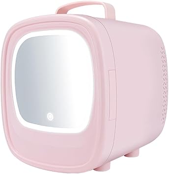 6L Beauty Mini Fridge Skincare Refrigerator with Touch Screen Led Thermoelectric Cooler for Skin Care Makeup Mirror Cosmetics Beverage Babyfood, Bedroom, Car use Pink