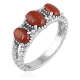 American West Jewelry Sterling Silver Red Jasper Gemstone 3-Stone Ring, Size 7