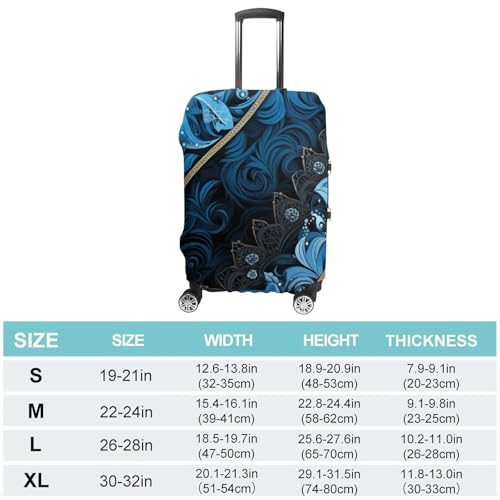 Travel Luggage Cover Elastic Washable Suitcase Cover Fashion Scratch-Resistant Baggage Covers Blue And Black Pattern Suitcase Protector Fit 18-32 Inch Luggage2