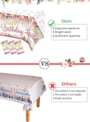 Heboland 2Pcs Rose Gold Table Cloth Birthday Party Decorations for Girls, Rectangular 274 x 137cm Plastic Tablecloth Disposable Birthday Table Cover for Girls