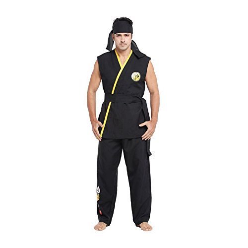 Rubber Johnnies Black Cobra Karate Costume, Street fighter, Martial Arts, Fancy Dress Halloween, Adult One Size