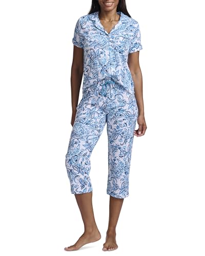 Karen Neuburger Womens Capri Girlfriend Pajama Set Watercolor Paisley Large