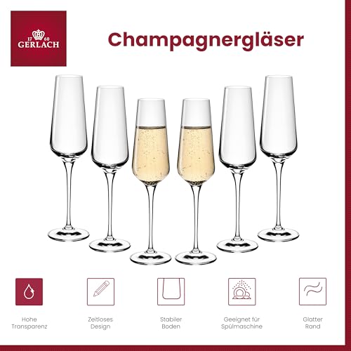 Foto von Gerlach 1760 Sektgläser 6 Stück 200 ml Champagnergläser Sektkelche Glas Sektglas Weingläser Spülmaschinenfest Modern
