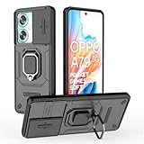 haoye cover per oppo a79 5g con copertura della fotocamera scorrevole, custodia con girevole anello, tpu/pc protettiva bumper. nero