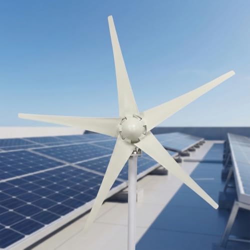 1200W Wind Power Generator, 12V/24V Wind Turbine Kit, 2.5M/s Start Wind-Mill Generator Kit with Charging Controller, DC27–54V, for Home, Farms, Factory, RV Boats, Warehouse, Camps White