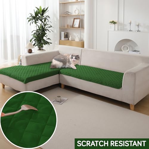 Image of HOKIPO polyester Quilted Waterproof Sofa Cover Mats for 1 /2 /3 Seater Sofa and L Shape. Make Your Own Sofa Cover Set, Mat Length 81(D) x 90(L) cm, Forest Green (AR-4964-W8)