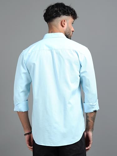 Image of Men Slim Fit Solid Spread Collar Casual Shirt
