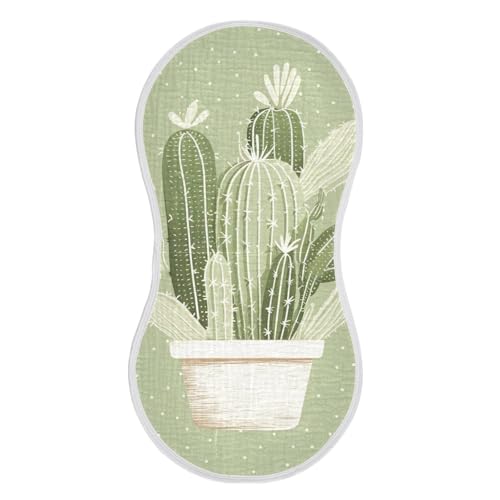 2 Pack Baby Burp Cloths, Soft Absorbent Burping Cloths for Babies, Cotton Milk Spit Up Rags, Large Size for Newborns, Baby Boys and Girls (Cactus)