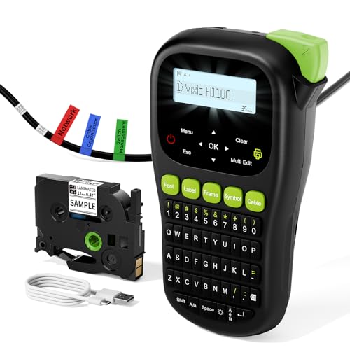 Vixic Label Maker Machine, H1100 Label Makers with Backlit Screen,