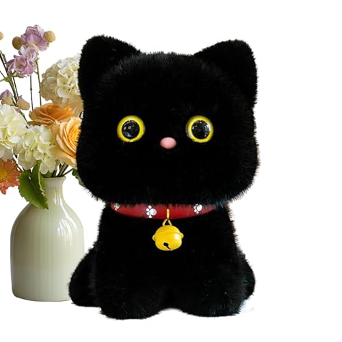 Peluche chat doudou mignon avec clochette cadeau noel pour anniversaire