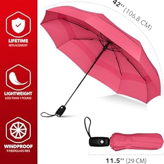 Repel Umbrella Windproof Travel Umbrellas for Rain - Easy Auto Open Close, Durable & Compact, Strong Fiberglass Frame, Waterproof Canopy - Backpack, Purse, Portable UV Umbrella