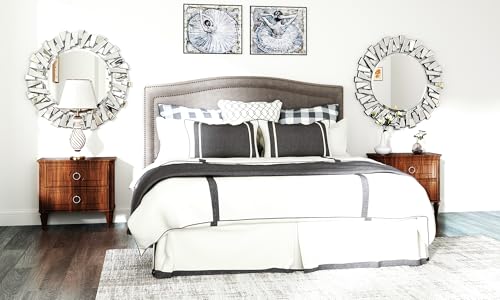 Autdot Round Mirror for Wall Decor, 36" Large Living Room Mirror with 3D Beveled Glass Frame, Modern Frameless Unique Design for Dining Room, Entryway, Bathroom, Fireplace