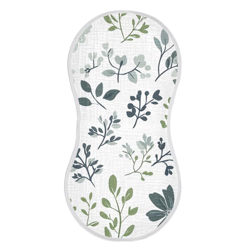 4 Pack Floral Muslin Burp Cloths Cotton Absorbent Baby Burping Rags for Boys Girls Soft Newborn Burp Bibs, 22 x 11 Inch