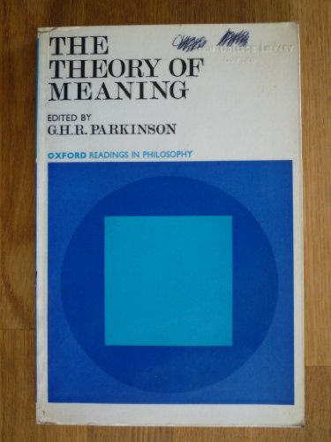 The Theory of Meaning B000L66QYM Book Cover