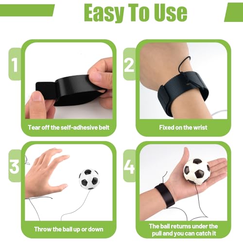 Maxmoc 5 Stück Ball mit Schnur Kinder, 6cm Springball mit Schnur, Gummi Ball mit Gummiband Handgelenk, Sport Spielzeug für Kinder Erwachsen Basketball Fußball Baseball Tennis