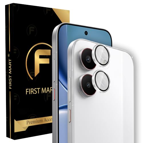 Image of FIRST MART Silver Camera Ring Guard Protector for Redmi Turbo 5 | Tempered Glass with Metal Alloy Rings, HD Clear, Scratch Resistant, Case-Friendly | Pack of 1