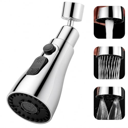 SHITHI Tap Extender for Kitchen Sink, Flexible Faucet Sprayer Attachment, 3 Water Modes (Stream, Spray, Shower), 360° Rotating Tap Extension Nozzle, H