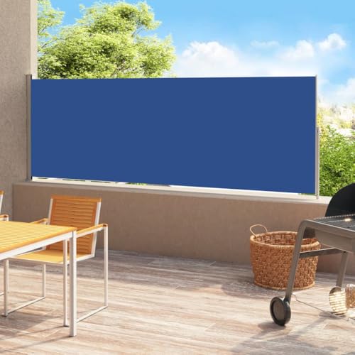Toldo lateral retráctil para césped y jardín, 200 x 500 cm, color azul