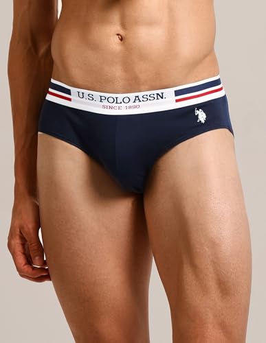 Image of U.S. Polo ASSN. Men's I006 Elasticized Waist Pure Cotton Underwear Briefs - Pack of 5