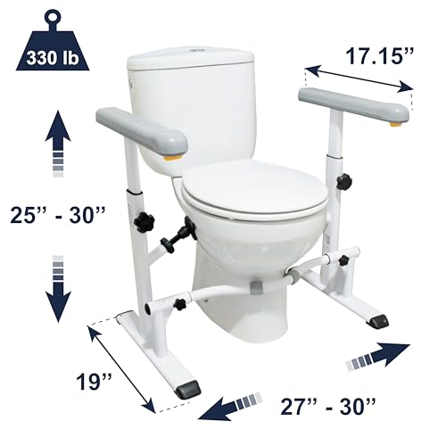 KMINA Toilet Safety Rails for Seniors, Heavy Duty Frame with Handles, Adjustable Height and Width, Handicap Grab Bars - Image 3