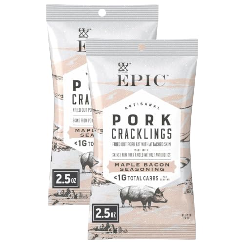 Epic Maple Bacon Pork Cracklings, Keto Friendly, Paleo Friendly, 2.5 oz (Pack of 2)