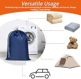 Polecasa Extra Heavy Duty Large Laundry Bag with Sturdy Handles and Drawstring Closure, 28 x 36 inches Durable Storage Bags for Basket, Hamper, College, Dorm, Travel, Navy