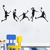 Basketball Players Wall Decals Slam Dunk DIY Wall Stickers for Kids Room Boys Bedroom Home Wall Decorations (5 pcs)