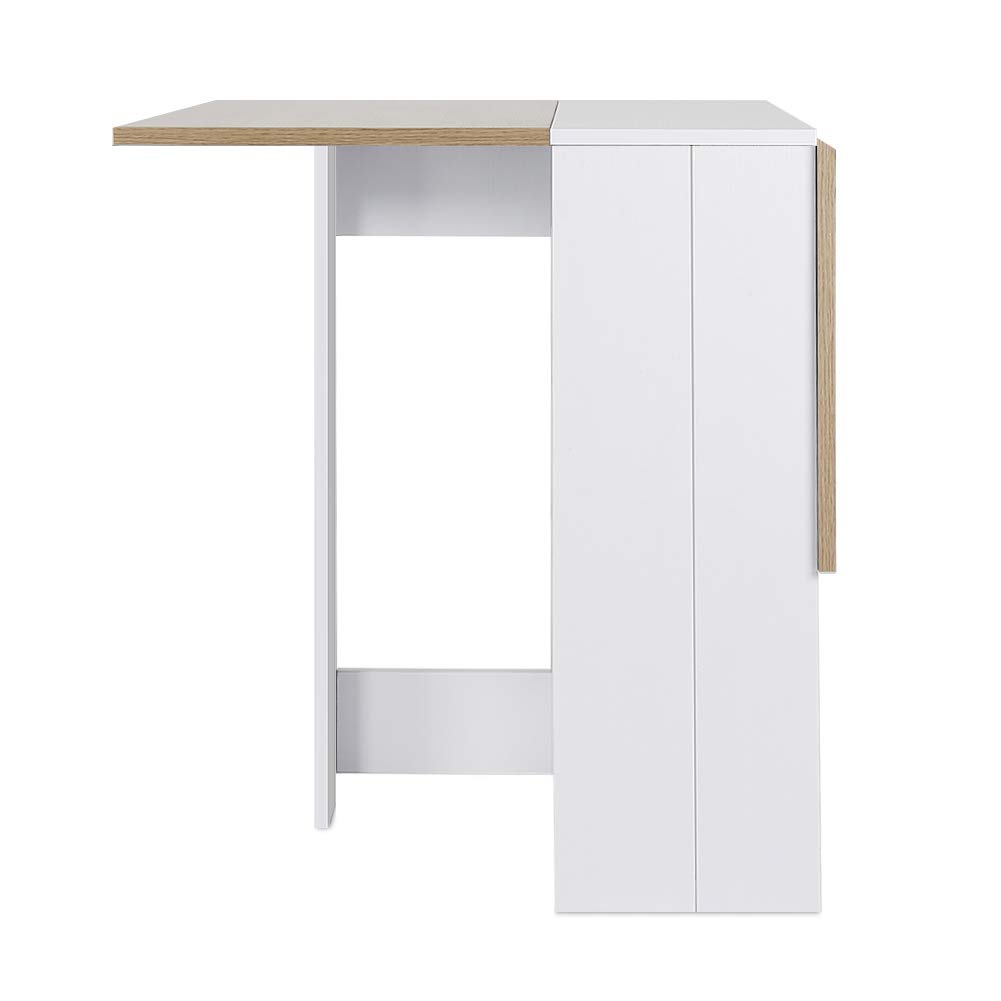 Składany stół kuchenny 102,5 × 76 × 73 cm stół jadalny rozkładany stół do salonu (biały+dąb)