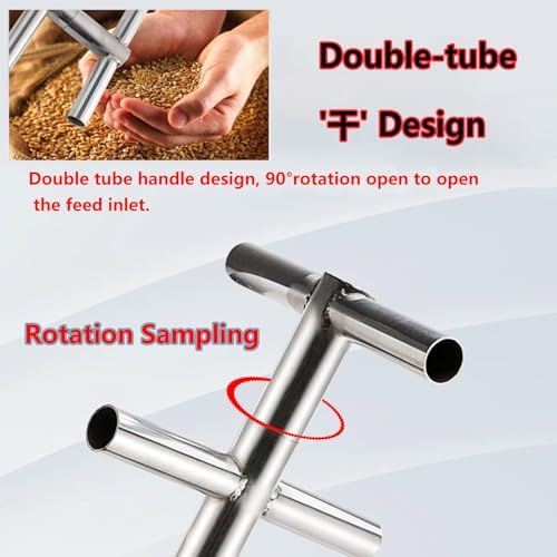 Double Rotary Stainless Steel Thief Probe Tool - Grain Powder Sampler for Feed, Cement & Fertilizer Sampling, 3-Zone Design for Accurate Testing