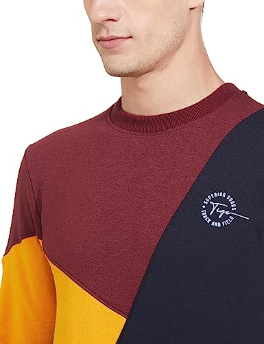 Image of The Indian Garage Co Men Regular Fit Colourblocked Crew Neck Overhead Sweatshirt