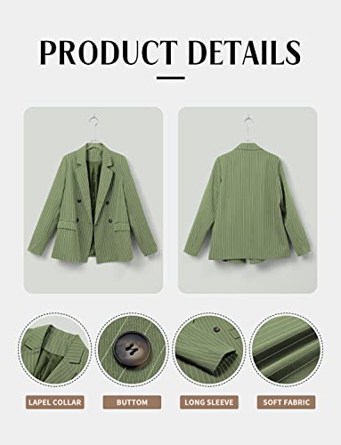 Chiczone Womens Casual Blazers Long Sleeve Button Open Front Work Professional Pinstripe Blazer Jackets Light Green Xl #TOP4
