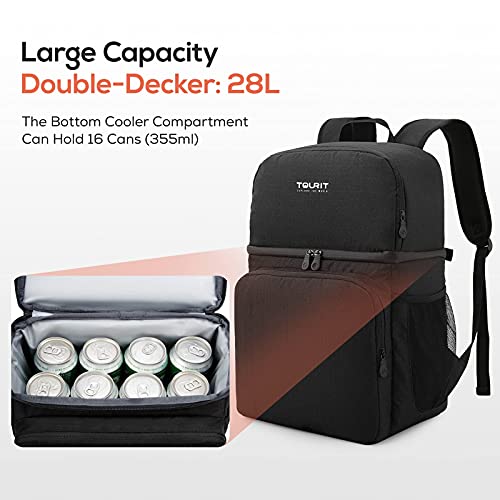 Tourit Cooler Backpack Double Deck Lunch Backpack With Insulated Leakproof Cooler Bag For Men Women Work, Picnics, Hiking, Camping, Beach, Park Or Day Trips, 28L #TOP1