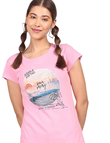 Image of SUGR BASICS Women's Printed Regular Fit T-Shirts