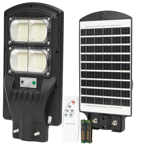 Image of Gigawatts 160 LED 60W Solar Street Light with Remote Control High Power 5Ah Battery Inbuilt 9W Solar Panel IP65 Water Resistant Outdoor Lamp for Wall Pathway Garden and Patio (1Pc, Cool White)