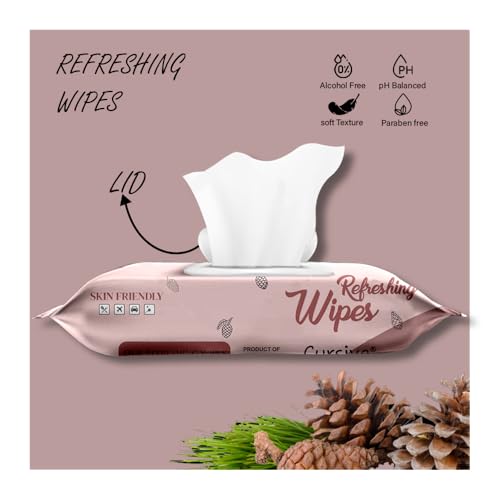 Image of Cursive Refreshing Face Wipes Daily Cleansing Facial Wipes 25N Each - Pack of 3 | Wet Wipes for Face | with Cedarwood & Vitamin E | Makeup Remover Wipes | Body wipes for women Men | Paraben & Alcohol Free | With Lid